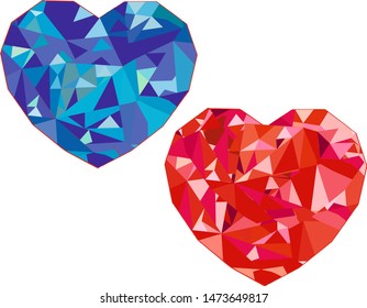 Diamond hearts in white background. VECTOR