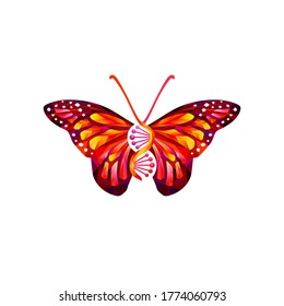 diamond helix butterfly logo vector illustration