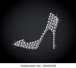 Diamond high heel icon isolated on black background. Vector art.