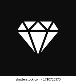 Diamond high quality flat style vector icon illustration - White symbol isolated on black background