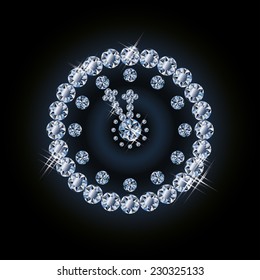 Diamond holiday xmas clock vector illustration