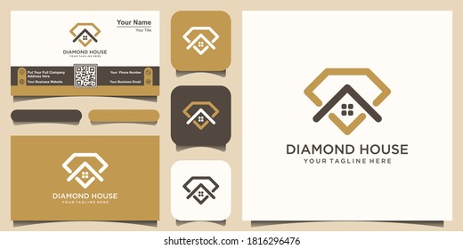 plantilla de diseños de logotipos de organismos oficiales. diamante de símbolo combinado con elemento house.