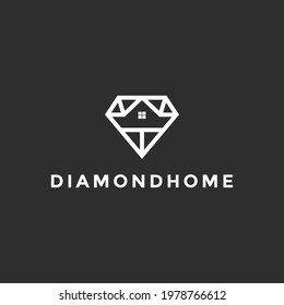 diamond home logo vector on black background