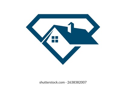 Diamond Home Property and Construction Logo Design Vector