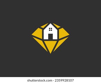 Diamond Home Real Estate Logo Concept icon sign symbol Element Design. Jewelry, Jewellery, Gem, Realtor, Mortgage, House Logotype. Vector illustration template