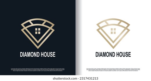 Logo des Diamantenhauses mit kreativem Konzept, Premium-Vektorgrafik