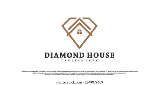 Diamond house logo design with creative concept Premium Vector