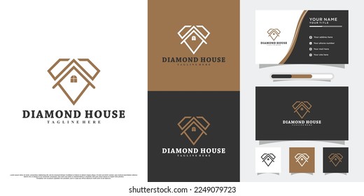 Diseño de logotipo de casa de diamantes con concepto creativo Vector Premium