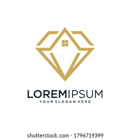 Diamond And House Logo Design Template