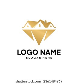 diamond and house logo design template