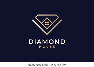 Diamond house logo design vector with creative unique style