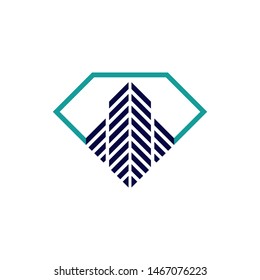 Diamond house logo. Suitable for diamond store or house, home, construction, building, realtor, interior design logos.