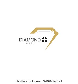 diamond house logo vector template design