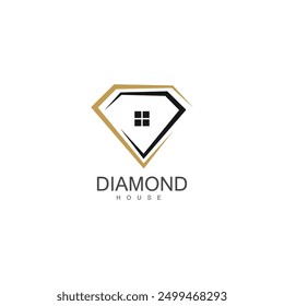 diamond house logo vector template design