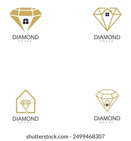 diamond house logo vector template design