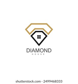 diamond house logo vector template design