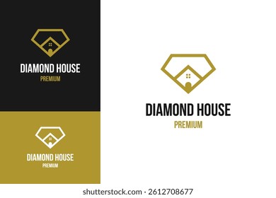 Diamond house for real estate property logo design template vector illustration