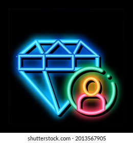 Diamond Human Talent neon light sign vector. Glowing bright icon sign. transparent symbol illustration