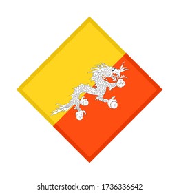diamond icon with bhutan flag isolated on white background