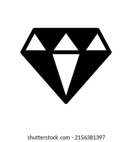 Diamantsymbol. Schwarze Kontur lineare Silhouette. Vorderseite. Vektorgrafik, einfache flache Grafik. Einziger Gegenstand auf weißem Hintergrund. Isolieren.