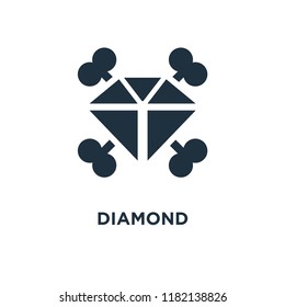Diamond icon. Black filled vector illustration. Diamond symbol on white background. Can be used in web and mobile.