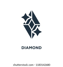 Diamond icon. Black filled vector illustration. Diamond symbol on white background. Can be used in web and mobile.