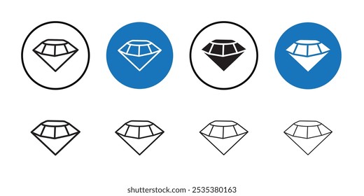Diamond icon Black line art vector logo set