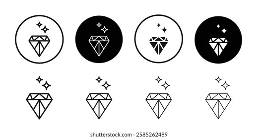 Diamond icon Black line art vector logo set