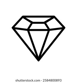 Diamond icon. Black diamond outline vector illustration isolated on white background