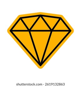 Diamond icon with black outline. Vector illustration.