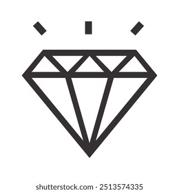 Ícone de diamante gráfico vetorial preto-e-branco