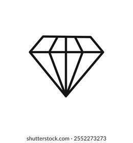 Diamond icon black and white vector outline sign