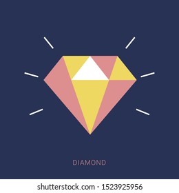 Diamond icon with blue background. Minimal flat icon