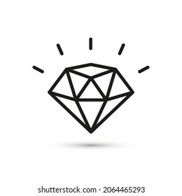 Diamond icon. Brilliant or gem thin line symbol