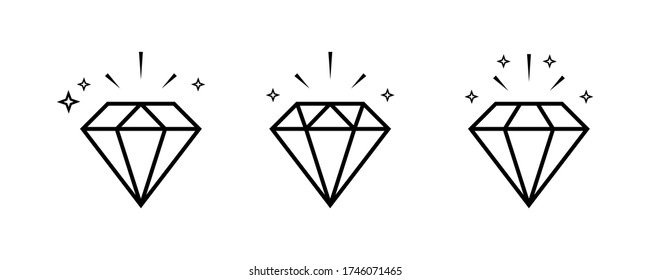 Diamond icon. Brilliant outline vector isolated icon. Set of   diamond vector icons. Royal diamond vector icons. EPS 10