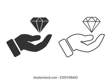 Icono de diamante. Ilustración portadora de un símbolo brillante.