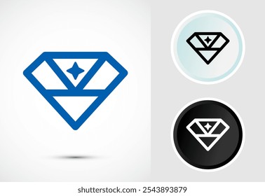 Ilustração do design do botão do ícone de diamante. Ícone de joia e joia