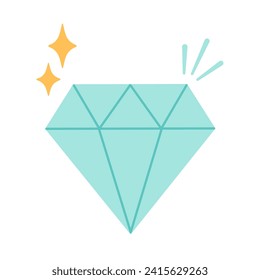 Diamond icon. Cartoon illustration of diamond. Simple Hand Drawn. Retro style. flat vector illustration
