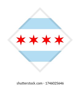 diamond icon with chicago flag isolated on white background