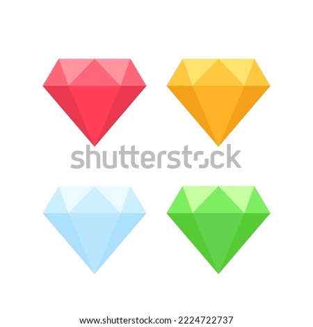 Diamond icon collection. Different diamond shapes. Dimond icon set in flat style. Gem icons. Gemstone icon set.