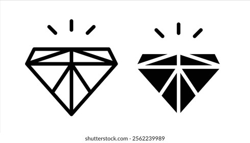 Diamond Icon collection in filled and stroke style.