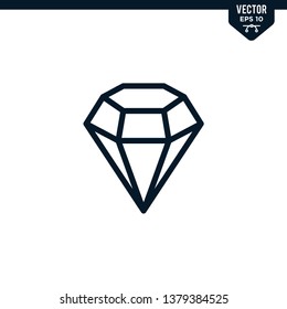 Diamond icon collection in outlined or line art style, editable stroke vector