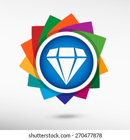 Diamond  icon color icon, vector illustration. Flat design style