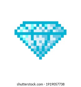 Icono de diamante. Silueta de píxeles de color. Vista lateral. Ilustración gráfica plana vectorial. Objeto aislado sobre un fondo blanco. Aislar.