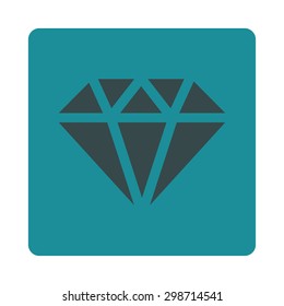 Diamond icon from Commerce Buttons OverColor Set. Vector style is soft blue colors, flat square rounded button, white background.