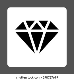 Diamond icon from Commerce Buttons OverColor Set. Vector style is black and white colors, flat square rounded button, gray background.