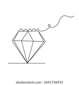 Diamant   Symbol   durchgehende einzeilige Skizze der Umrissvektorgrafik