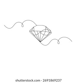 Icono de diamante dibujo continuo de una línea de Ilustración vectorial de contorno	
