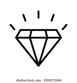 Icono de diamante. Ilustración vectorial de cristal. Color editable