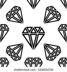 Diamond Icon, Diamond Cut Seamless Pattern Vector Art Illustration